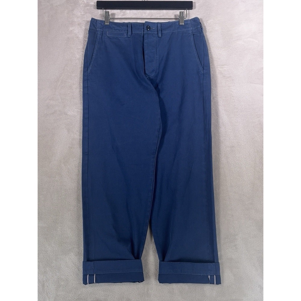 Wallace & Barnes Selvedge Officer Chino Pants Mens 30x30 Blue Straight Leg